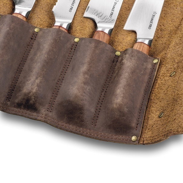 Komplet 6 noży Starke Pro Damascus Takeru w sk&oacute;rzanej torbie
