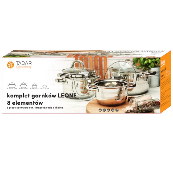 Komplet garnk&oacute;w ze stali nierdzewnej Tadar Leone 8 element&oacute;w