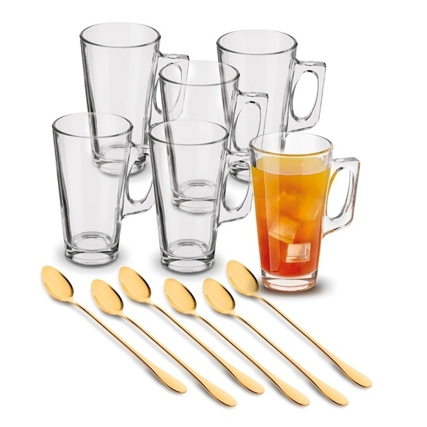 Komplet szklanek Tadar Alani 380 ml 6 sztuk i 6 łyżeczek koktajlowych