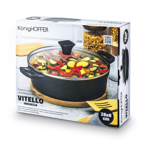 Patelnia aluminiowa na indukcję kr&oacute;tkie uchwyty Konighoffer Vitello 28 cm