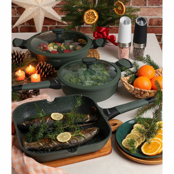 Patelnia grillowa marmurowa na indukcję Starke Pro Viridi 28 cm