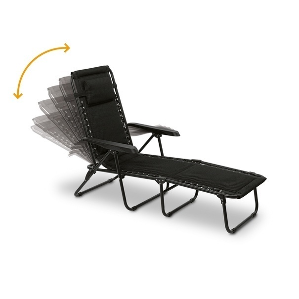 Leżanka leżak ogrodowy plażowy Tadar 6 pozycji 63 x 182 x 55 cm czarny