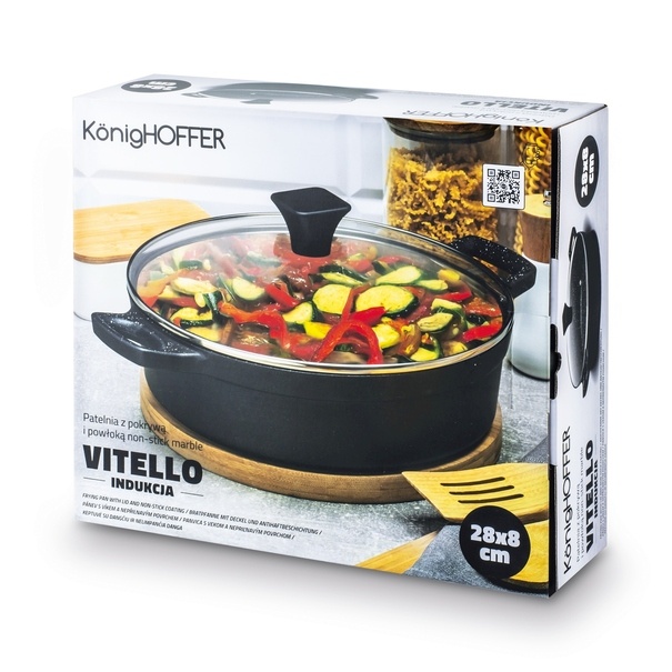 Patelnia aluminiowa na indukcję kr&oacute;tkie uchwyty Konighoffer Vitello 28 cm