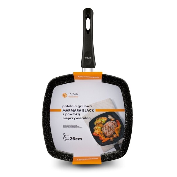 Patelnia grillowa marmurkowa Tadar Marmara Black 26 cm bez indukcji
