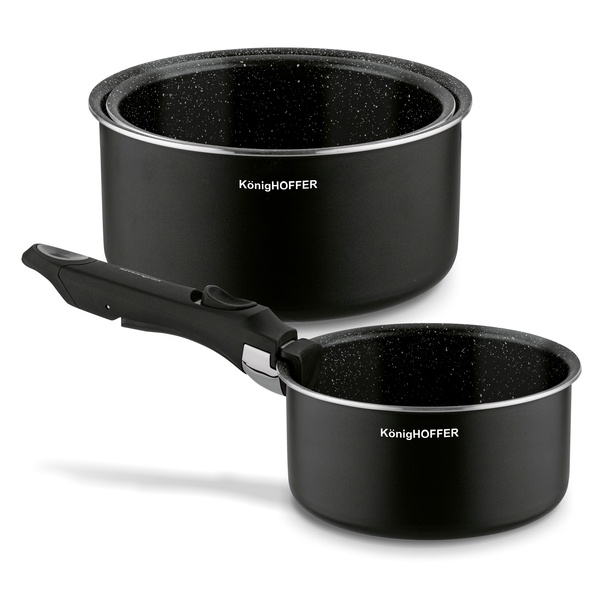 Zestaw garnk&oacute;w z odpinaną rączką Konighoffer Spinel Black 4 elementy indukcja