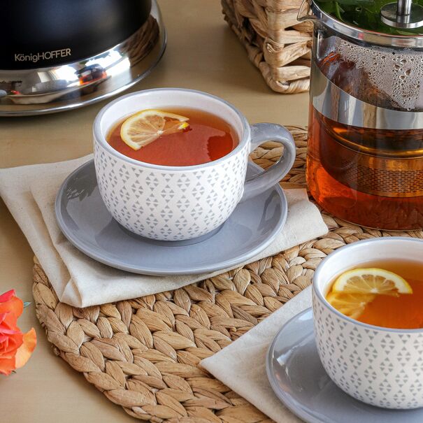 Filiżanka ze spodkiem ceramiczna Tadar Tr&oacute;jkąt 320 ml