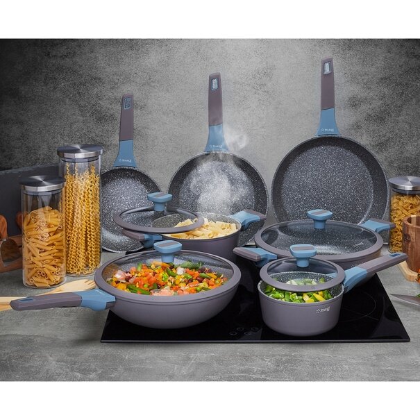 Garnek na indukcję marmurowy z pokrywką Starke Pro Luxury Grey 1,7 l