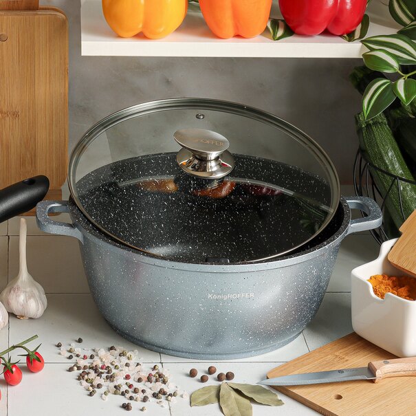 Garnek na indukcję z pokrywką Konighoffer Pollo Blue 6,3 l