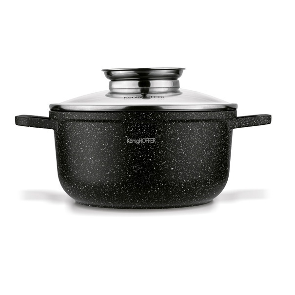 Garnek na indukcję z pokrywką Konighoffer Pollo Black 1,2 l