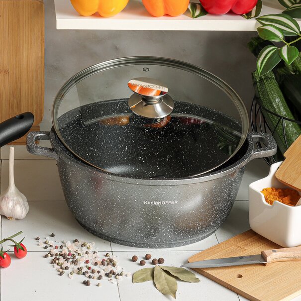 Garnek na indukcję z pokrywką Konighoffer Pollo Grey 6,3 l