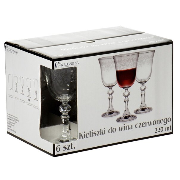 Kieliszki do wina zdobione Krosno Krista 220 ml 6 szt.