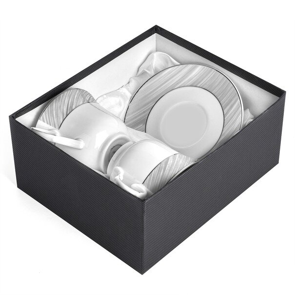 Komplet dw&oacute;ch filiżanek do kawy ze spodkami Tadar Bella Feguro Motivo 250 ml