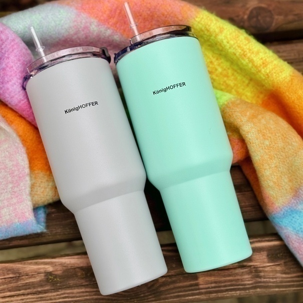 Kubek termiczny ze słomką Konighoffer Davos 1200 ml szary