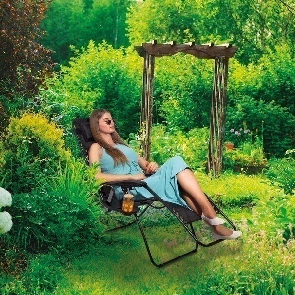 Leżaki ogrodowe plażowe grawitacyjne Tadar 66 x 160 cm czarne 2 sztuki
