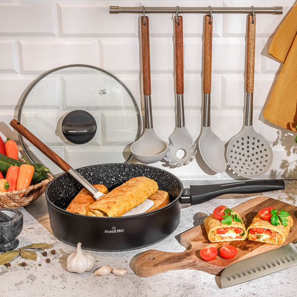 Patelnia indukcyjna głęboka non-stick z pokrywką Starke Pro Sesar 28 cm