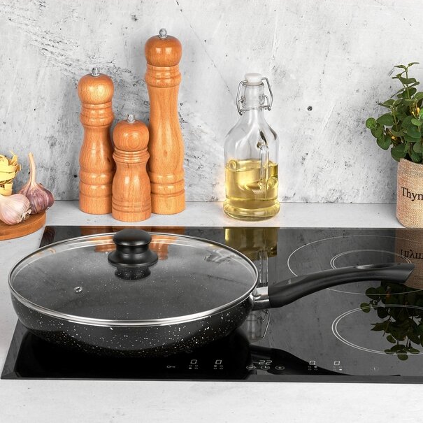 Patelnia marmurkowa non-stick głęboka Tadar Marmara Black 28 cm