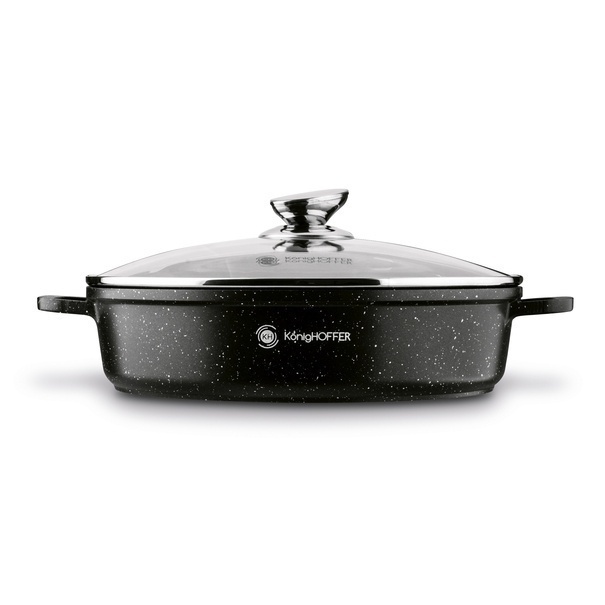 Patelnia na indukcję głęboka kr&oacute;tkie uchwyty Konighoffer Pollo Black 28 x 7 cm