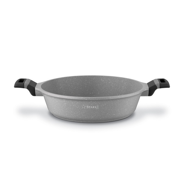 Patelnia na indukcję marmurowa z pokrywką kr&oacute;tkie uchwyty Starke Pro Musse Grey 28 cm