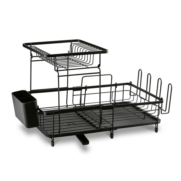 Suszarka do naczyń dwupoziomowa z ociekaczem Konighoffer 57 x 34 x 32,5 cm czarna