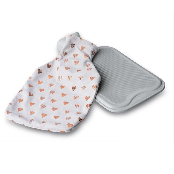 Termofor gumowy i pokrowiec Tadar Złote Serduszka 1,5 l 33 x 20 cm