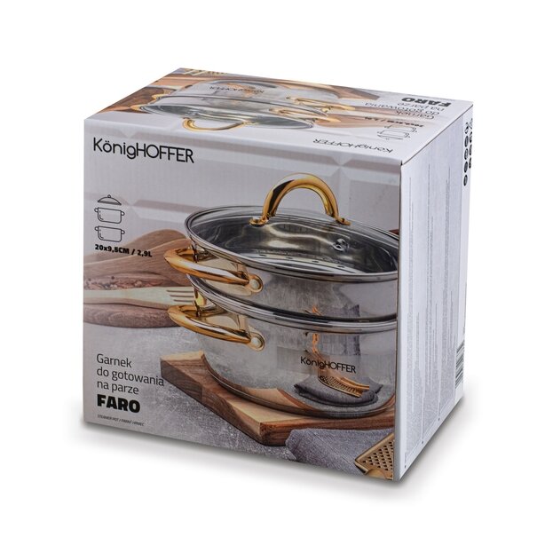 Garnek do gotowania na parze Konighoffer Faro Gold 2,9 l 3 elementy