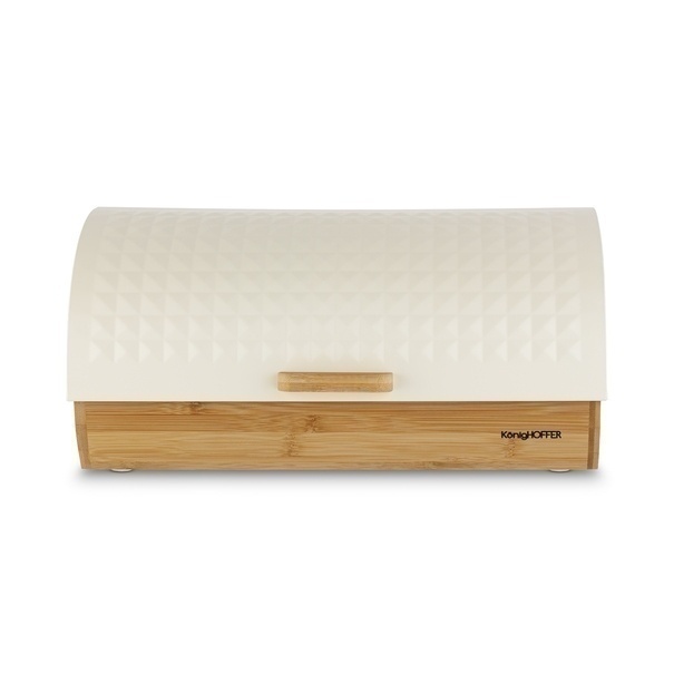 Chlebak drewniany Konighoffer Geometric 36 x 25 x 17 cm beżowy