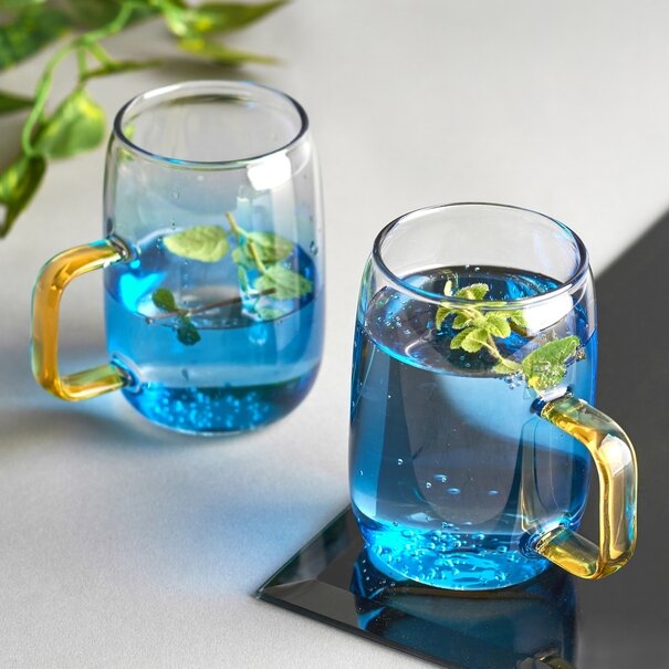 Dzbanek szklany Starke Pro Arube 1,5 l i 2 szklanki 300 ml niebieskie