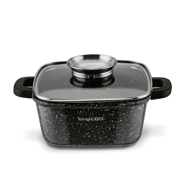 Garnek ceramiczny Konighoffer Kingstone 20 cm kwadratowy z aromatyzerem i 2 nakładki
