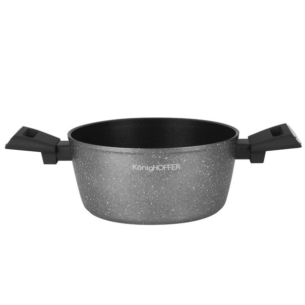 Garnek na indukcję z powłoką marmurową i pokrywką Konighoffer Grigio 3,9 l
