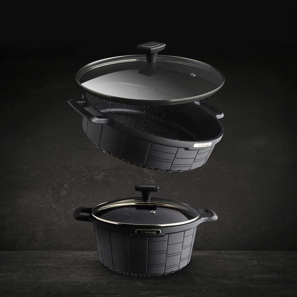 Garnek na indukcję z powłoką marmurową i pokrywką Starke Pro Crows Marble 6,2 l