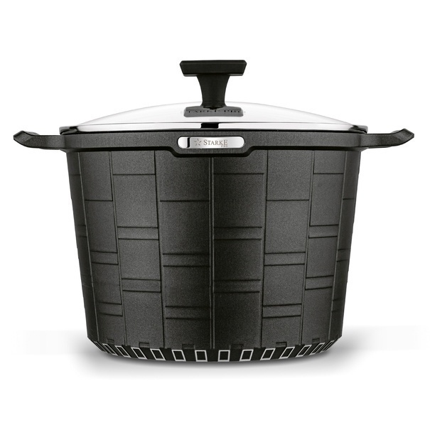 Garnek wysoki na indukcję z powłoką marmurową i pokrywką Starke Pro Crows Marble 6,5 l