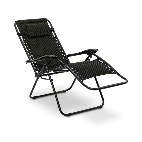 Leżak ogrodowy plażowy grawitacyjny Tadar Black 63 x 160 x 80 cm