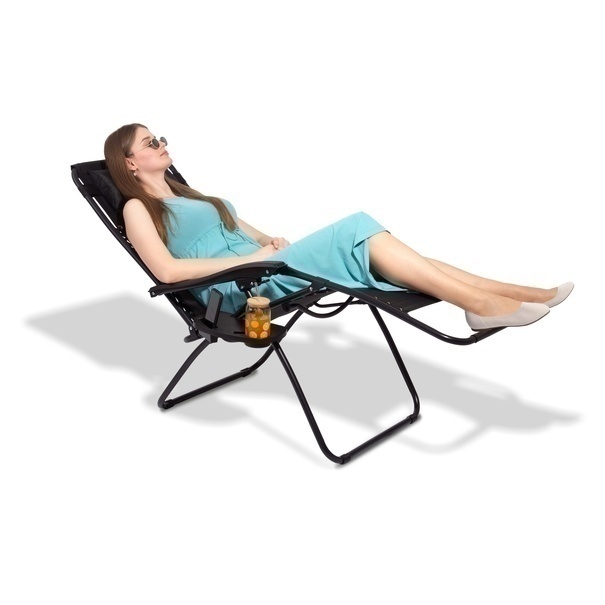 Leżaki ogrodowe plażowe grawitacyjne Tadar 66 x 160 cm czarne 2 sztuki