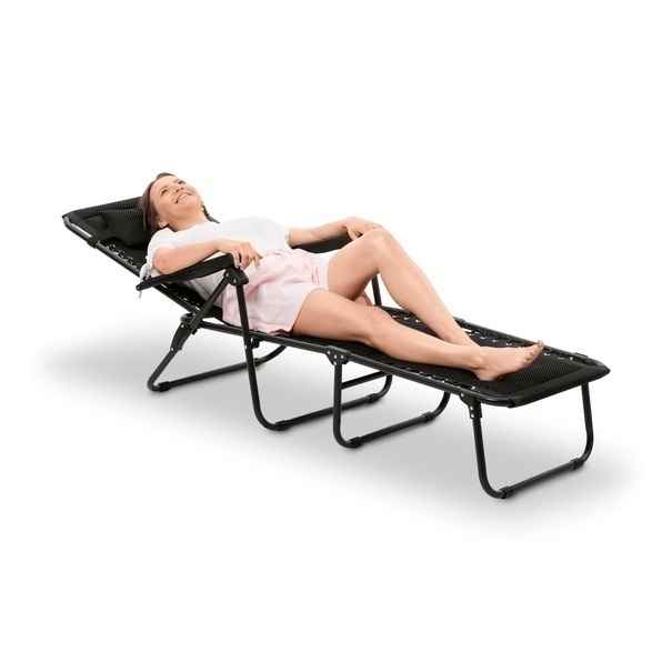 Leżanka leżak ogrodowy plażowy Tadar 6 pozycji 63 x 182 x 55 cm czarny