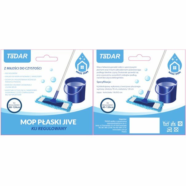 Mop płaski z regulowanym kijem Tadar Jive 75-125 cm mix kolor&oacute;w