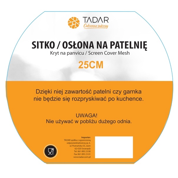Osłona przed pryskaniem tłuszczu z funkcją sitka Tadar 25 cm czarna