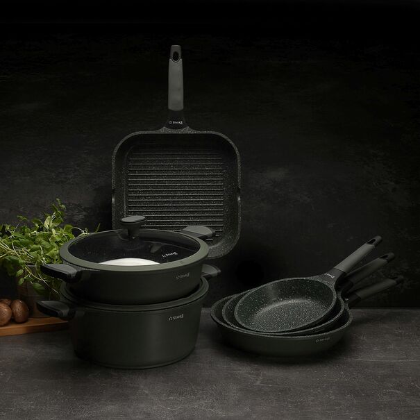 Patelnia grillowa marmurowa na indukcję Starke Pro Viridi 28 cm