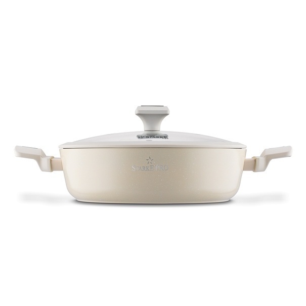 Patelnia na indukcję non-stick kr&oacute;tkie uchwyty z pokrywką Starke Pro Brule 28 cm