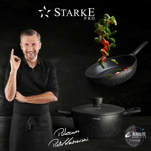 Patelnia WOK z pokrywką non-stick na indukcję Starke Pro Sirius 28 cm