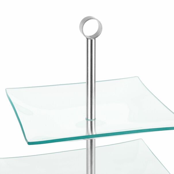 Patera szklana Tadar Veronika 20/25/29 cm kwadratowa trzypoziomowa
