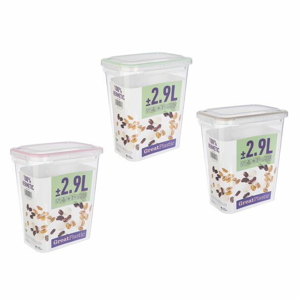 Pojemnik na żywność hermetyczny Great Plastic Alba 2,9 l mix kolor&oacute;w