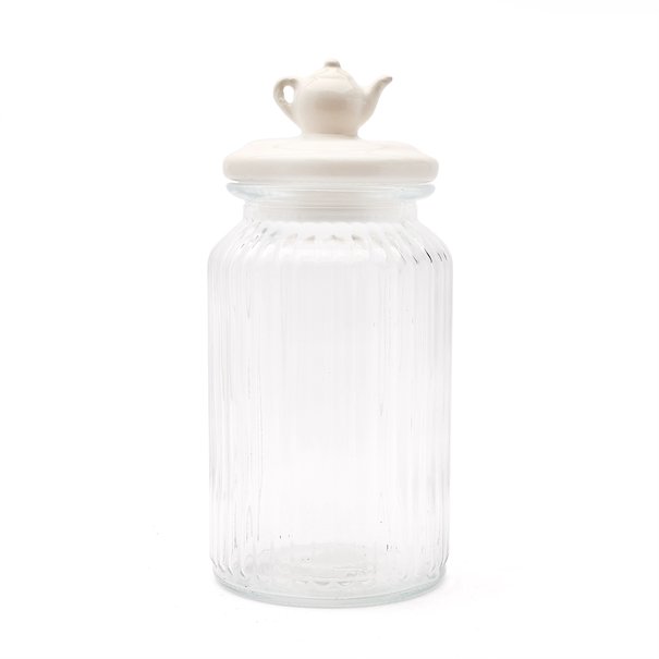 Słoik ozdobny z pokrywką ceramiczną Tadar Czajniczek 1300 ml okrągły