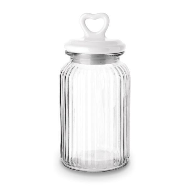 Słoik ozdobny z pokrywką ceramiczną Tadar Serce 1300 ml okrągły