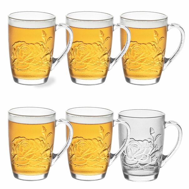 Szklanki do kawy i herbaty Tadar R&oacute;ża 415 ml 6 szt. i 6 łyżeczek