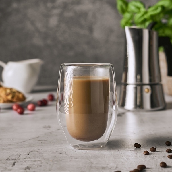 Szklanki termiczne do kawy Tadar Sublime 300 ml 6 szt. i 6 złotych łyżeczek koktajlowych