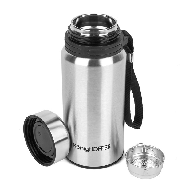 Termos pr&oacute;żniowy ze stali nierdzewnej z sitkiem Konighoffer Adventure 500 ml