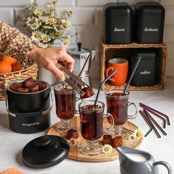 Wiaderko do lodu ze szczypcami KonigHOFFER Lugo 1,3 l czarny mat