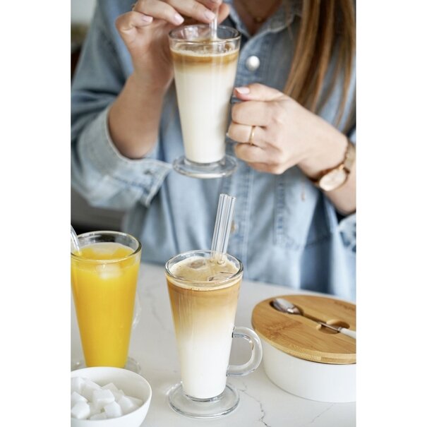 Zestaw 6 szklanek Tadar Caffee Latte 250 ml i elektryczny spieniacz do mleka