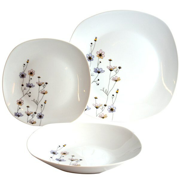 Zestaw kwadratowych talerzy porcelanowych Tadar Fiorello 18 element&oacute;w