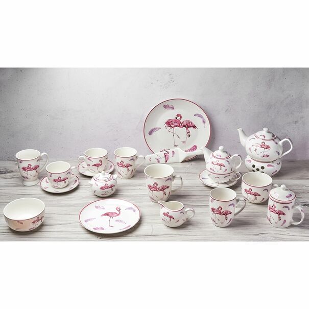 Komplet dw&oacute;ch filiżanek porcelanowych ze spodkami Tadar Flamingo 250 ml